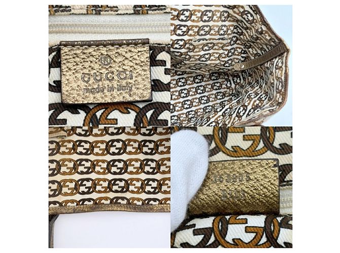 Borsa Tote Gucci in tela GG beige e oro - vista 20