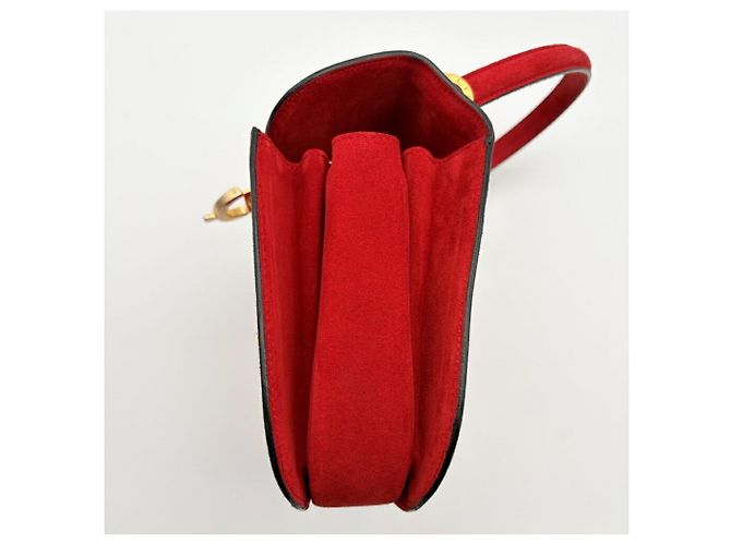 Céline Borsa Celine Horseshoe in pelle scamosciata rossa - vista 13