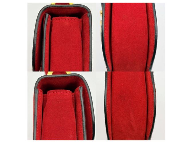 Céline Borsa Celine Horseshoe in pelle scamosciata rossa - vista 14