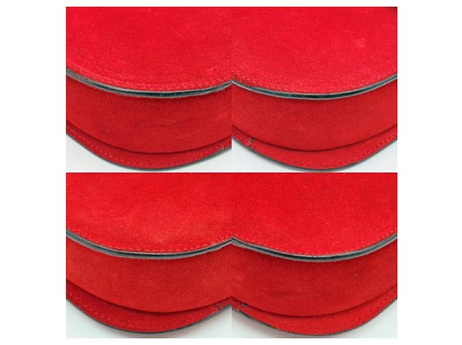 Céline Borsa Celine Horseshoe in pelle scamosciata rossa - vista 15