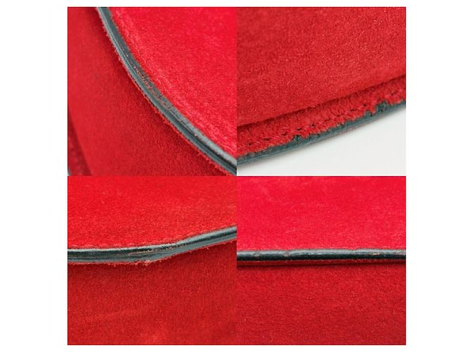 Céline Borsa Celine Horseshoe in pelle scamosciata rossa - vista 16