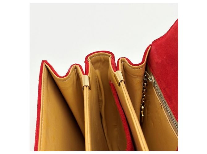 Céline Borsa Celine Horseshoe in pelle scamosciata rossa - vista 19