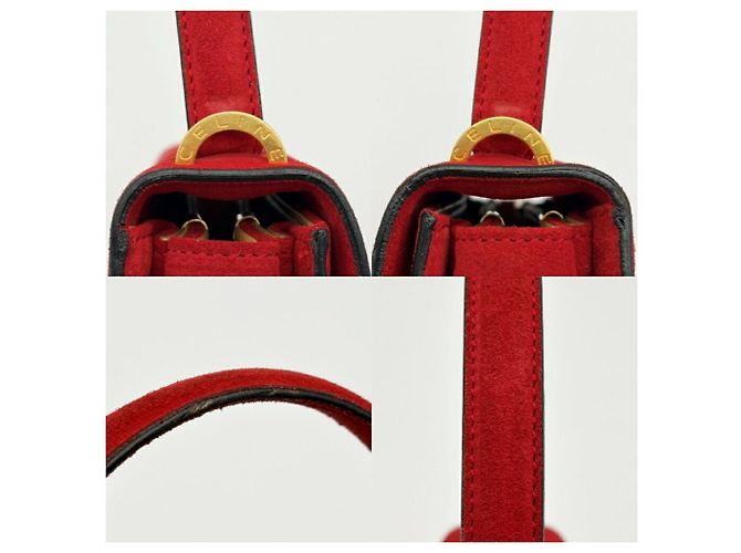 Céline Borsa Celine Horseshoe in pelle scamosciata rossa - vista 8