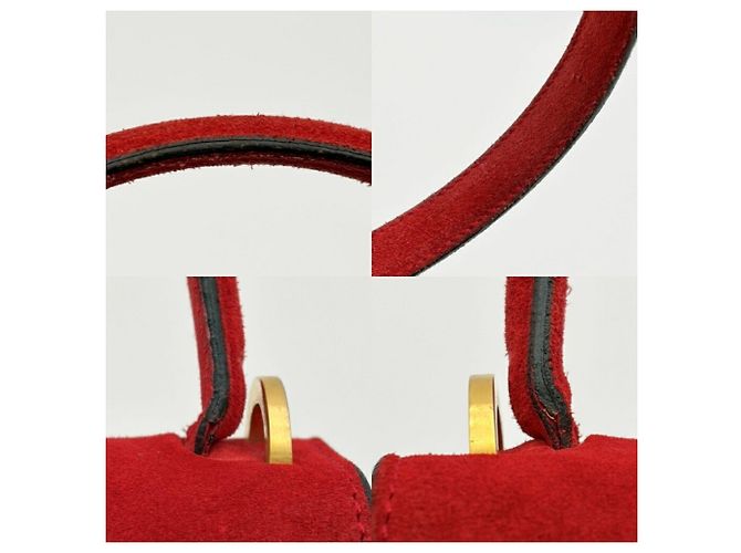 Céline Borsa Celine Horseshoe in pelle scamosciata rossa - vista 9
