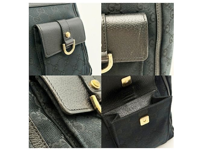 Borsa tote Gucci Abbey nera in tela GG e pelle - vista 12