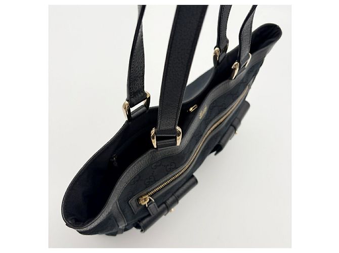 Borsa tote Gucci Abbey nera in tela GG e pelle - vista 15