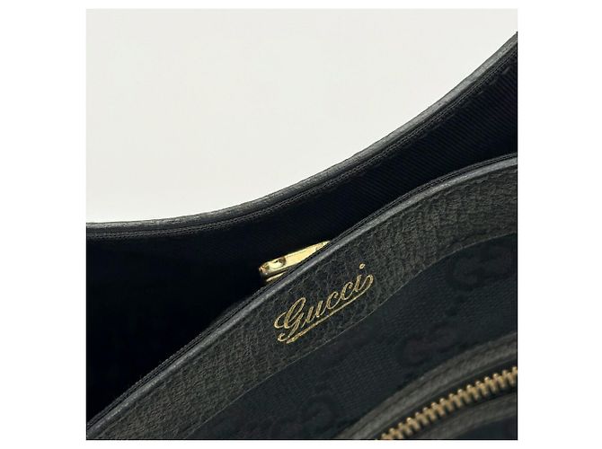 Borsa tote Gucci Abbey nera in tela GG e pelle - vista 16