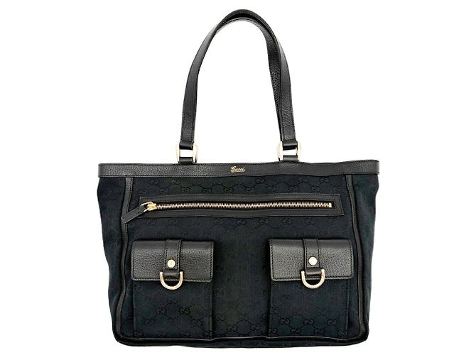 Borsa tote Gucci Abbey nera in tela GG e pelle - vista 2