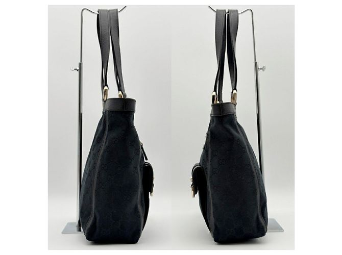 Borsa tote Gucci Abbey nera in tela GG e pelle - vista 5