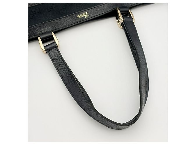Borsa tote Gucci Abbey nera in tela GG e pelle - vista 7