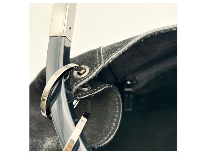 Borsa Gucci in camoscio e pelle nera - vista 12