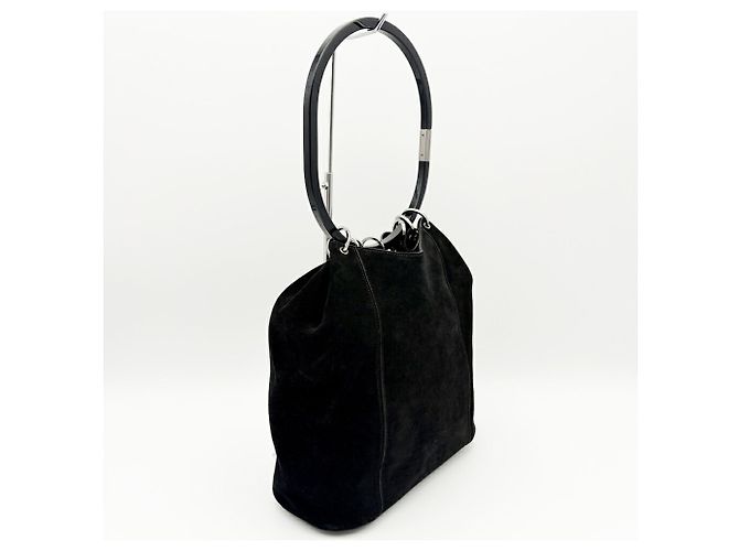 Borsa Gucci in camoscio e pelle nera - vista 4