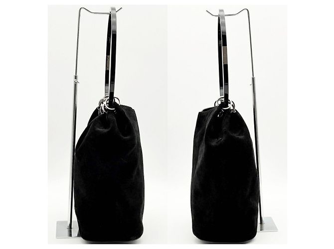 Borsa Gucci in camoscio e pelle nera - vista 5