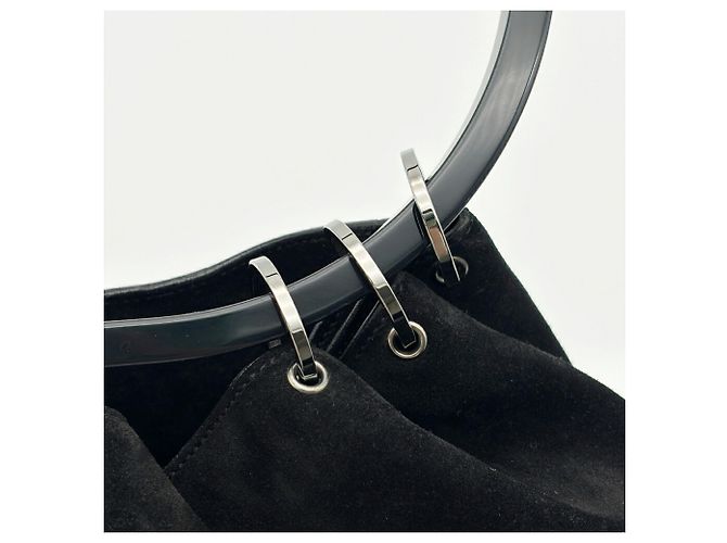 Borsa Gucci in camoscio e pelle nera - vista 9