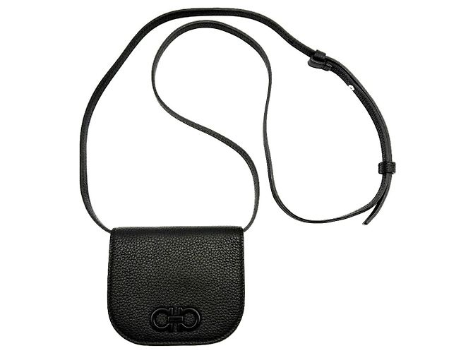 Gancini Borsa a tracolla in pelle nera Salvatore Ferragamo - vista 2