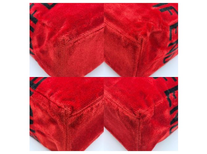 Borsa Tote a Spalla Fendi in Velluto Rosso - vista 11