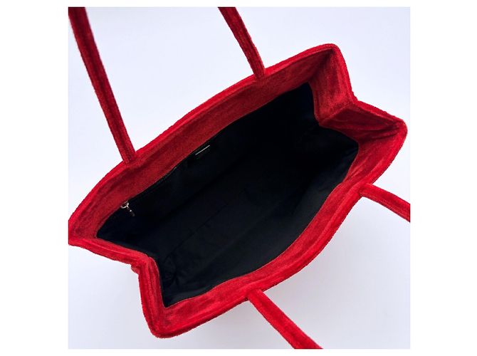Borsa Tote a Spalla Fendi in Velluto Rosso - vista 13