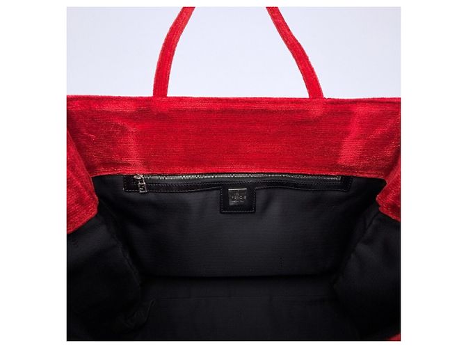 Borsa Tote a Spalla Fendi in Velluto Rosso - vista 14