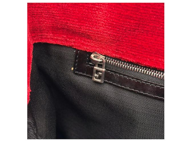 Borsa Tote a Spalla Fendi in Velluto Rosso - vista 16