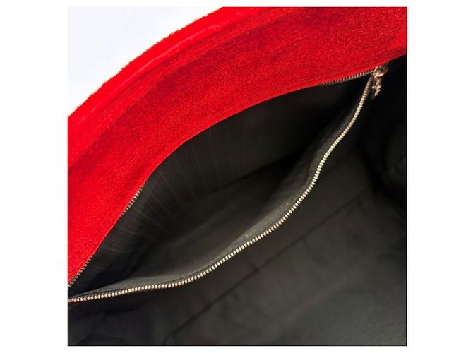 Borsa Tote a Spalla Fendi in Velluto Rosso - vista 17