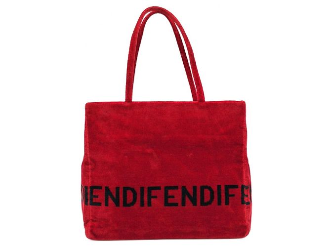 Borsa Tote a Spalla Fendi in Velluto Rosso - vista 2