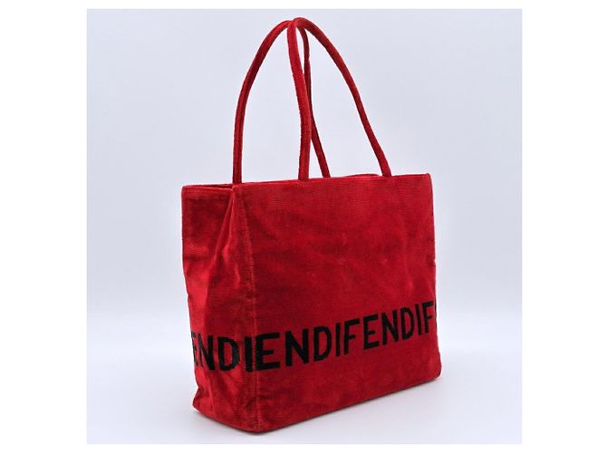 Borsa Tote a Spalla Fendi in Velluto Rosso - vista 4