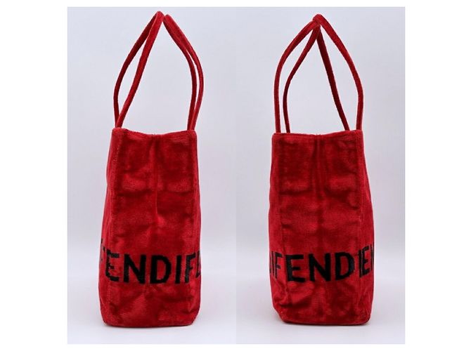 Borsa Tote a Spalla Fendi in Velluto Rosso - vista 5