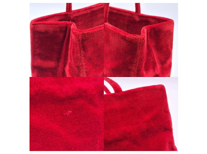 Borsa Tote a Spalla Fendi in Velluto Rosso - vista 9