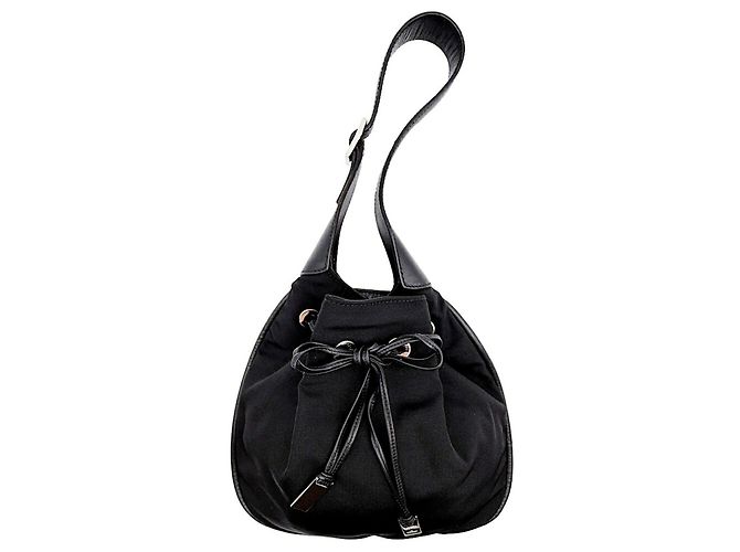 Borsa a tracolla Gucci in nylon nero e pelle - vista 2