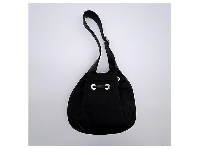 Borsa a tracolla Gucci in nylon nero e pelle - vista 3