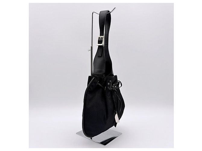 Borsa a tracolla Gucci in nylon nero e pelle - vista 4