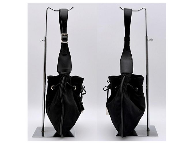 Borsa a tracolla Gucci in nylon nero e pelle - vista 5