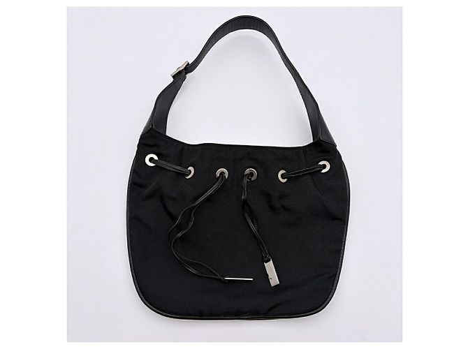 Borsa a tracolla Gucci in nylon nero e pelle - vista 6