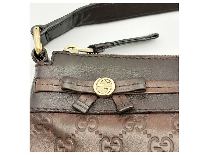Borsa a tracolla Gucci in pelle marrone scuro - vista 14