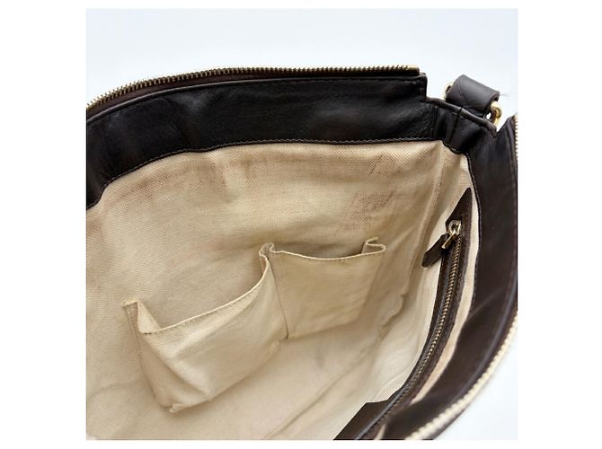 Borsa a tracolla Gucci in pelle marrone scuro - vista 19