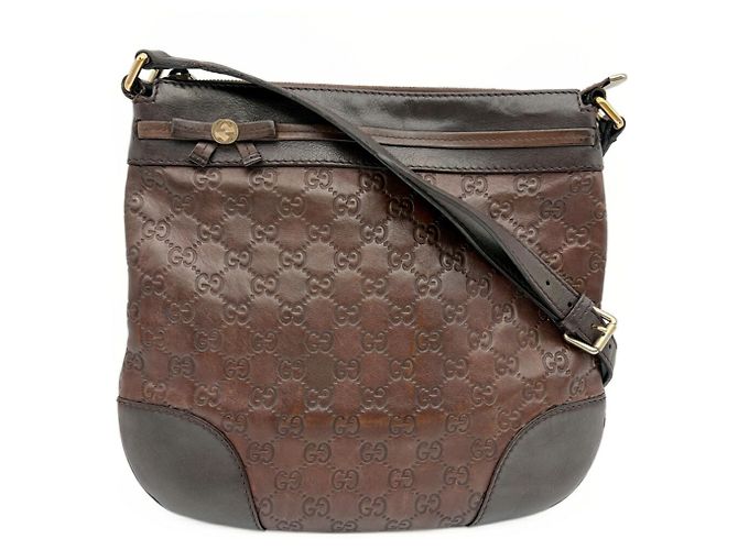 Borsa a tracolla Gucci in pelle marrone scuro - vista 2