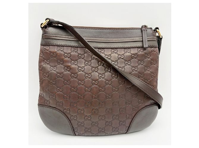 Borsa a tracolla Gucci in pelle marrone scuro - vista 3