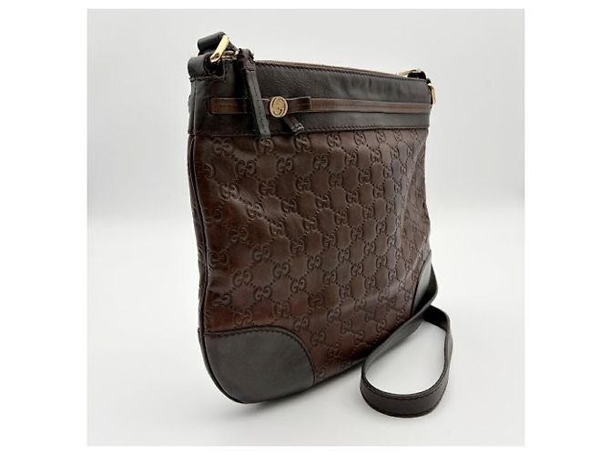 Borsa a tracolla Gucci in pelle marrone scuro - vista 4