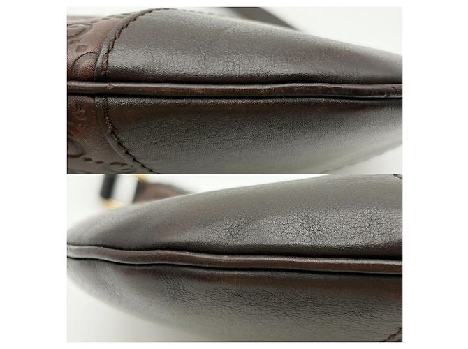 Borsa a tracolla Gucci in pelle marrone scuro - vista 7