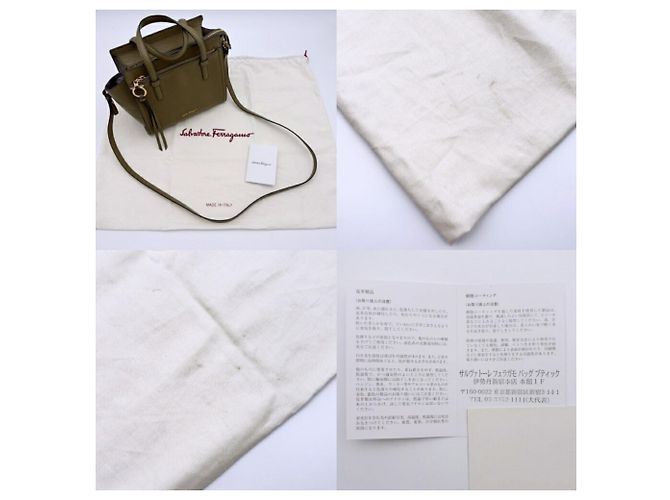Gancini Salvatore Ferragamo Khaki Shoulder and Tote Bag - view 18