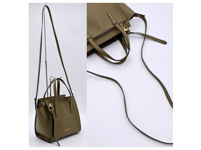 Gancini Salvatore Ferragamo Khaki Shoulder and Tote Bag - view 4