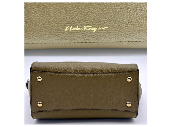 Gancini Salvatore Ferragamo Khaki Shoulder and Tote Bag - view 5