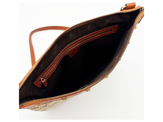 Borsa a tracolla Gucci in pelle e tela beige e marrone - vista 11