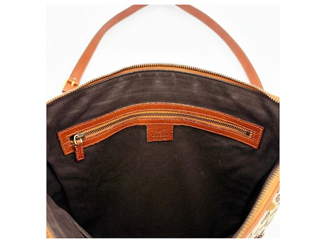 Borsa a tracolla Gucci in pelle e tela beige e marrone - vista 12