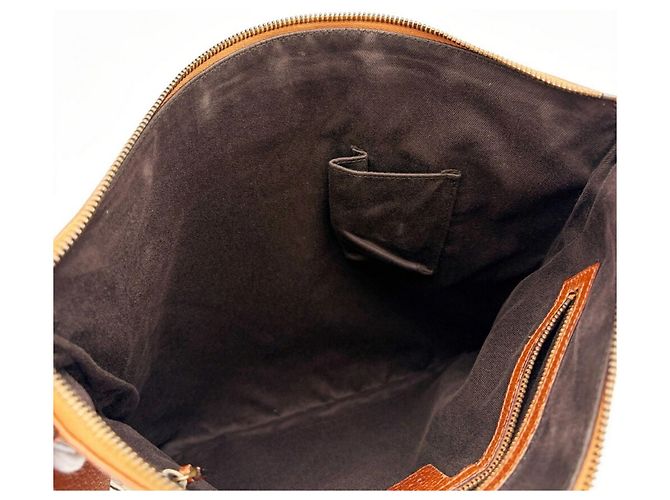 Borsa a tracolla Gucci in pelle e tela beige e marrone - vista 13