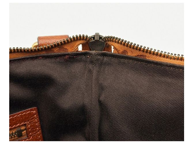 Borsa a tracolla Gucci in pelle e tela beige e marrone - vista 16