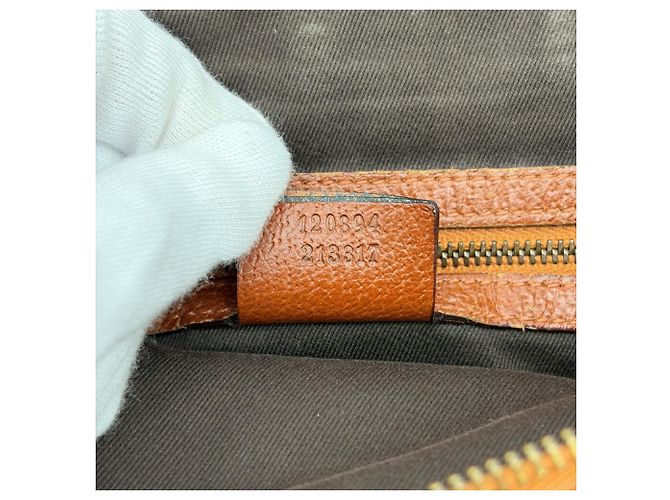 Borsa a tracolla Gucci in pelle e tela beige e marrone - vista 17