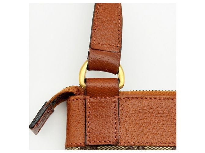 Borsa a tracolla Gucci in pelle e tela beige e marrone - vista 9