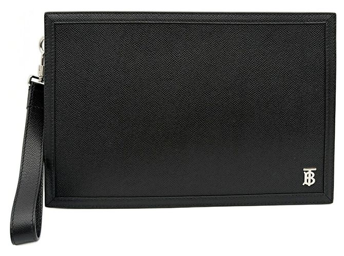 Pochette in pelle nera da uomo Burberry - vista 2