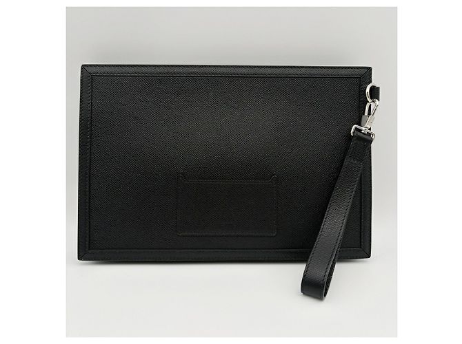 Pochette in pelle nera da uomo Burberry - vista 3